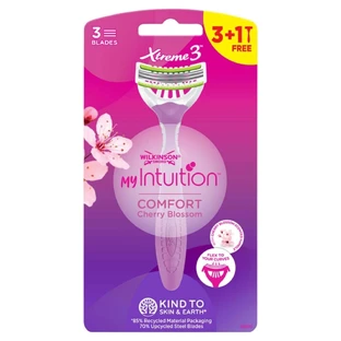 Wilkinson Sword Xtreme 3 My Intuition, бритва жіноча, одноразова, потрійне лезо, Comfort Cherry Blossom, 3 штуки + 1 безкоштовна
