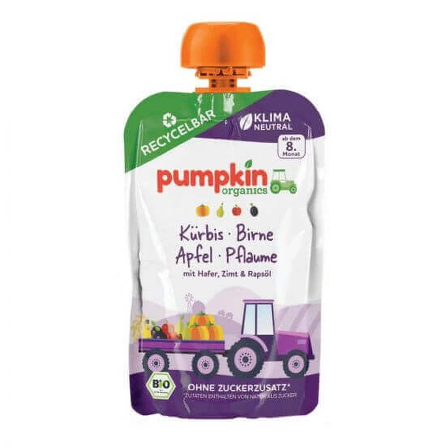 Органічне фруктово-овочеве пюре, гарбуз, сливи та груші, 100г, Pumpkin Organics: ціни та характеристики