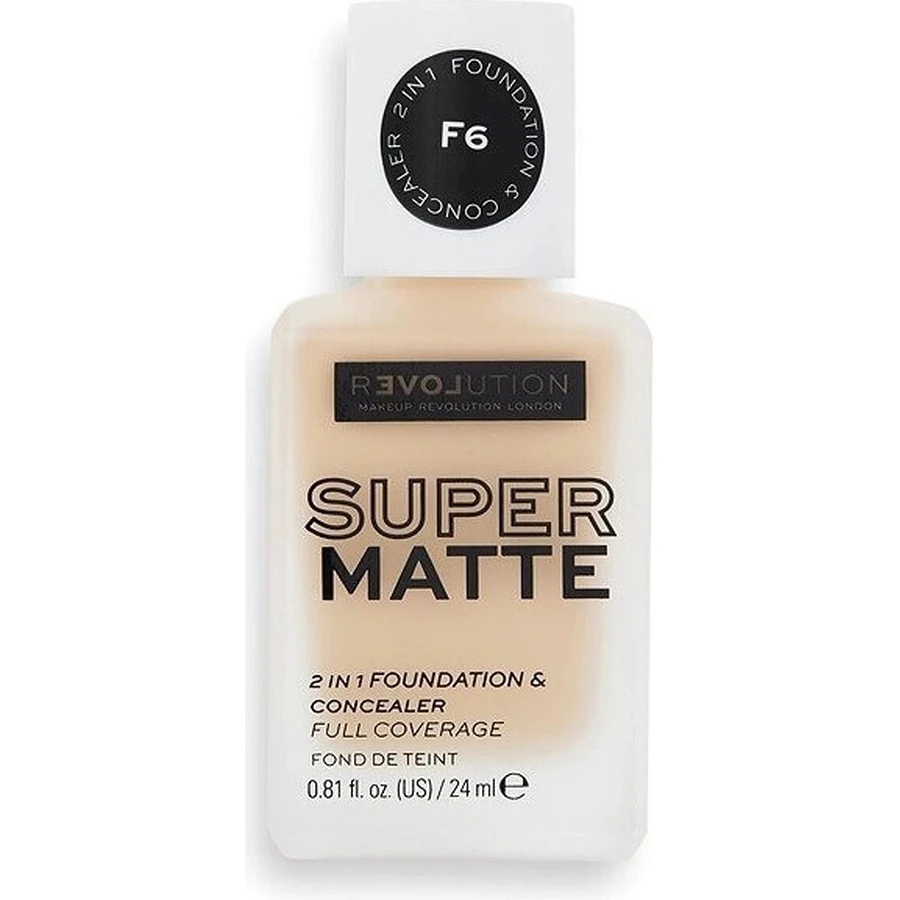 Revolution Relove, Supermatte Foundation F6, косметика 1×24 мл, макияж: цены и характеристики