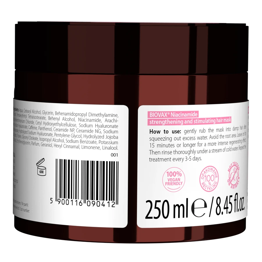 Biovax Niacinamide, Укрепляющая стимулирующая маска для волос, 250 мл: цены и характеристики