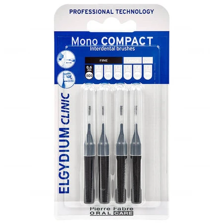 Elgydium Clinic Mono Compact, межзубные щетки, 0,6 мм, черные, 4 шт.: цены и характеристики