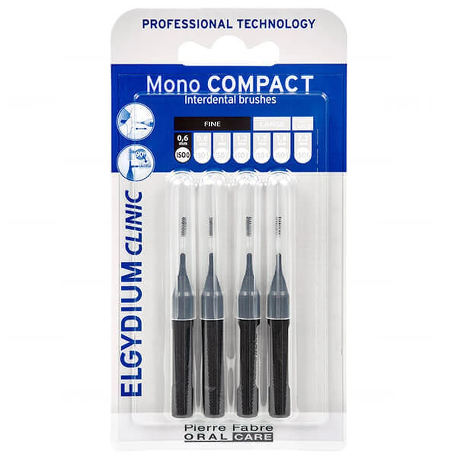 Elgydium Clinic Mono Compact, межзубные щетки, 0,6 мм, черные, 4 шт.: цены и характеристики
