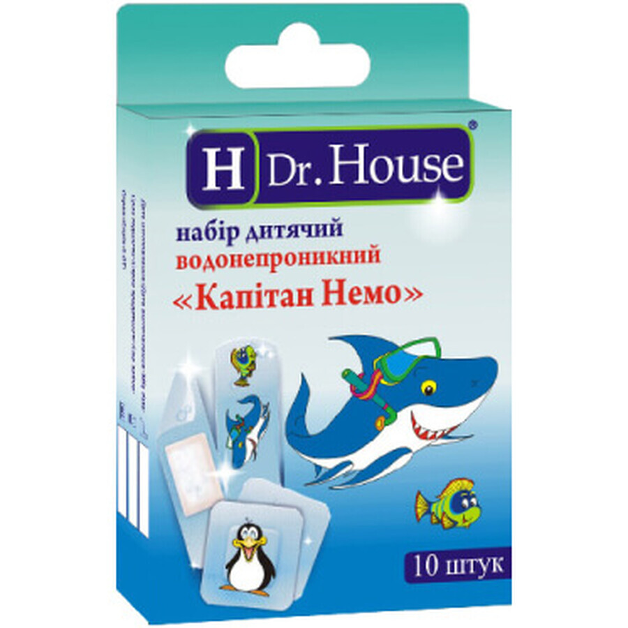 Набір пластирів медичних "капітан немо" дитячих водонепроникних стерильних "h dr. house"  №10: ціни та характеристики