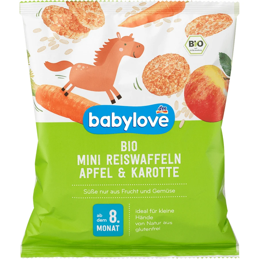 Рисовые мини-вафли со вкусом яблока и моркови для детей от 8 месяцев, 35 г: цены и характеристики