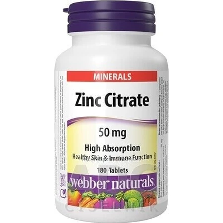 WEBBER NATURALS Цинк 50 мг цитрат 1×180 табл.: ціни та характеристики