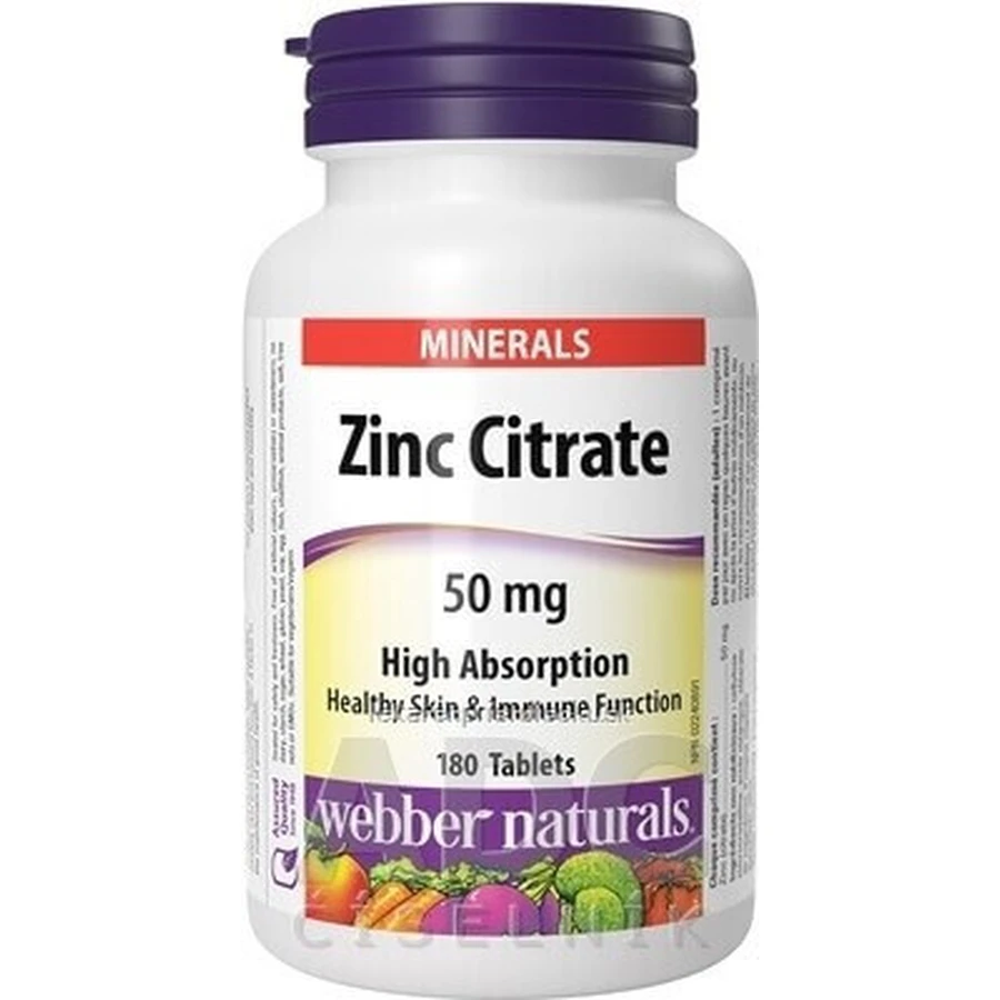 WEBBER NATURALS Цинк 50 мг цитрат 1×180 табл.: ціни та характеристики