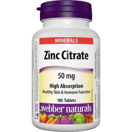 WEBBER NATURALS Цинк 50 мг цитрат 1×180 табл.: ціни та характеристики