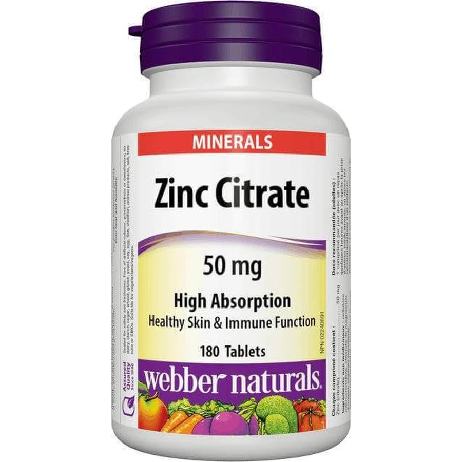 WEBBER NATURALS Цинк 50 мг цитрат 1×180 табл.: ціни та характеристики