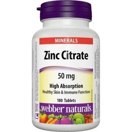 WEBBER NATURALS Цинк 50 мг цитрат 1×180 табл.: ціни та характеристики