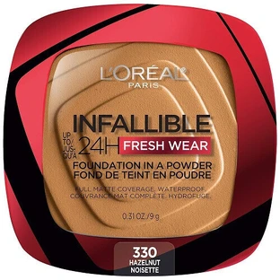 Пудра для обличчя, Loreal, Infallible 24H Fresh Wear, тональна основа у вигляді пудри, 330 лісовий горіх, 9 г