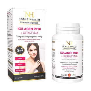 Noble Health, Рибний колаген + кератин, 60 капсул