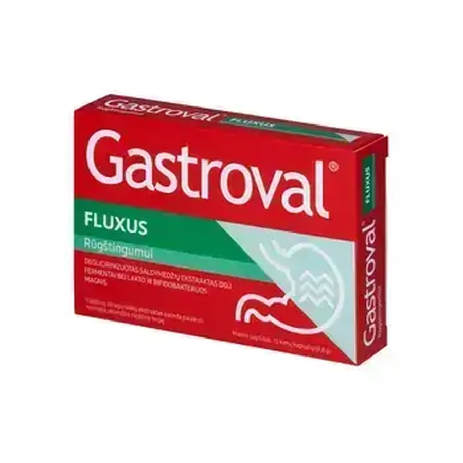 Добавка для повышения кислотности желудочного сока Gastroval Fluxus, 15 капсул, Valentis: цены и характеристики