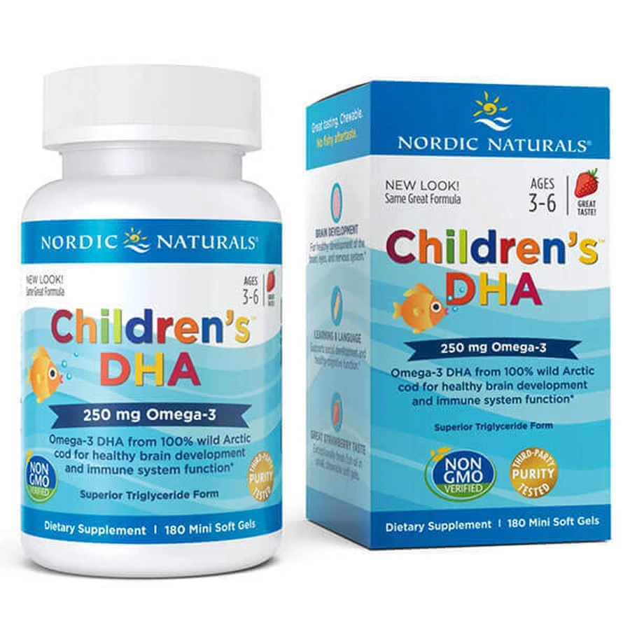 Nordic Naturals Childrens DHA, для детей от 3 лет, со вкусом клубники, 180 капсул для приема внутрь: цены и характеристики