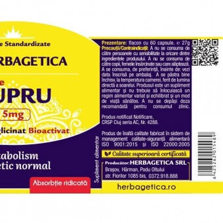 Herbagetica Cuprum Forte x 60cps: цены и характеристики