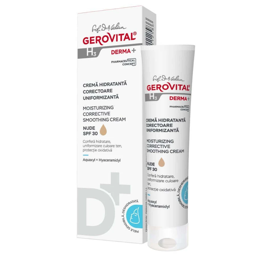 Gerovital H3 Derma+ Gerovital H3 Derma+ рівномірно коригуючий зволожуючий крем, 30 мл, Gerovital: ціни та характеристики