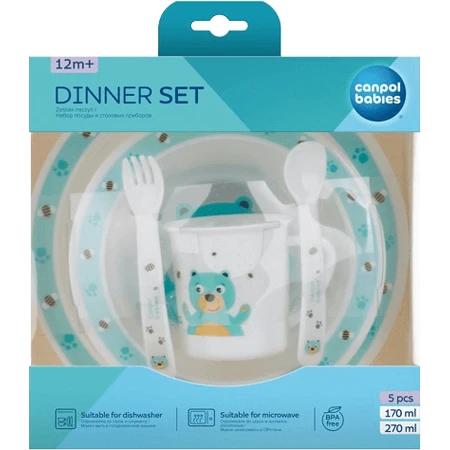 Canpol babies Пластиковий набір зі столовими приборами Cute Animals ведмедик 5 шт: ціни та характеристики