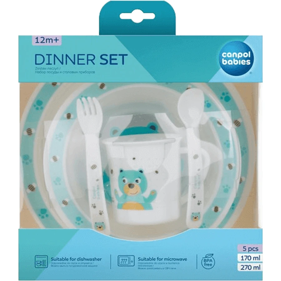 Canpol babies Пластиковий набір зі столовими приборами Cute Animals ведмедик 5 шт: ціни та характеристики