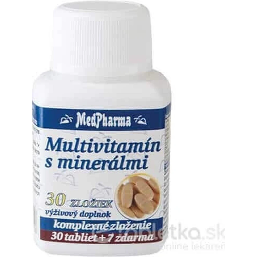 МедФарма МУЛЬТИВІТАМІН З МІНЕРАЛАМИ 30 ІНГРЕДІЄНТІВ 1×37 таблеток, дієтична добавка: ціни та характеристики