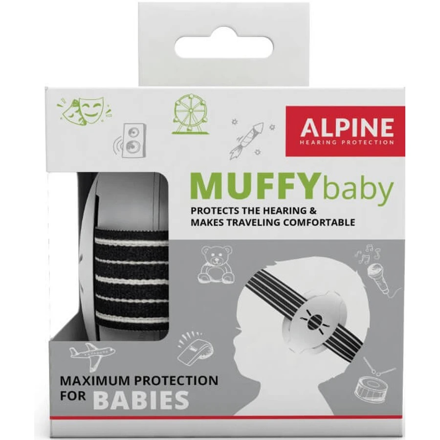 Навушники Alpine Muffy Baby, 3-36 місяців, захисні, чорні: ціни та характеристики