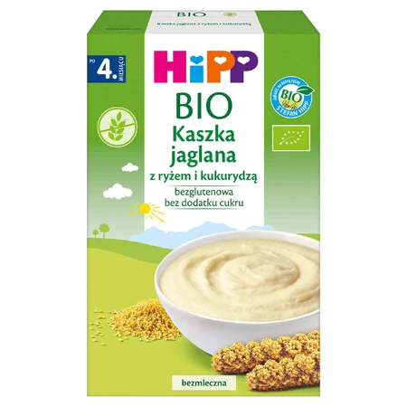HiPP пшенная каша Био с рисом и кукурузой, безмолочная, без глютена, без добавления сахара, после 4 месяцев, 200 г: цены и характеристики