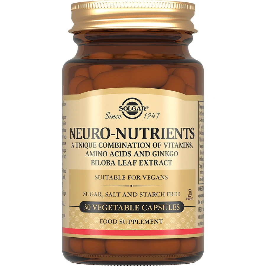Нейронутрієнти для мозку, Neuro Nutrients, Solgar, 30 вегетаріанських капсул: ціни та характеристики