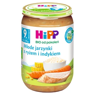 HiPP Bio блюдо, режим овощи с рисом и индейкой, после 9 месяцев, 220 г