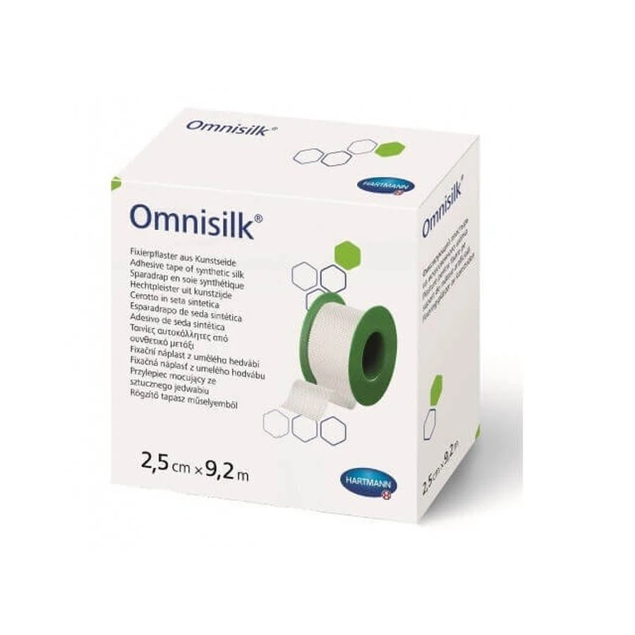 Пластир Hartmann Omnisilk (900419), гіпоалергенний, шовкова основа, 2,5 см х 9,2 м: ціни та характеристики