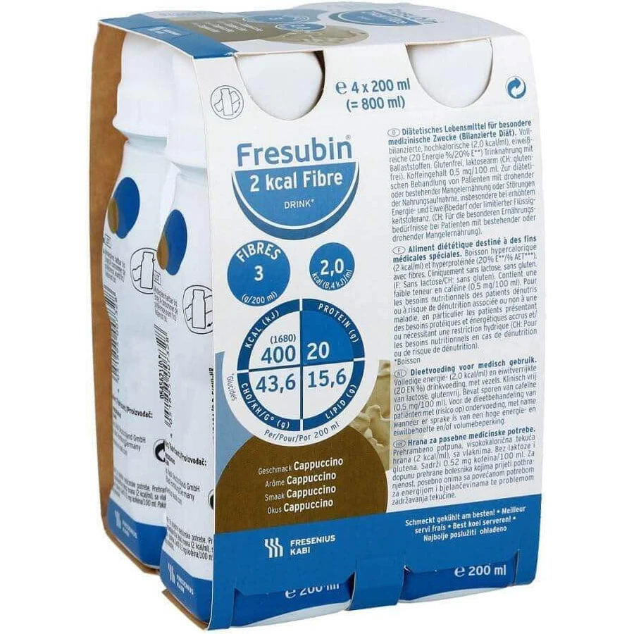 Энтеральный раствор Fresenius Kabi Fresubin со вкусом капучино, 4 шт. х 200 мл: цены и характеристики