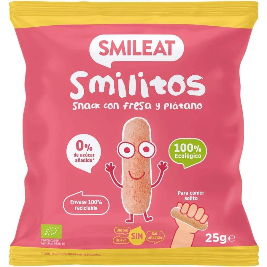 Smileat Органические кукурузные чипсы Smilitos со вкусом клубники и банана 25 г: цены и характеристики