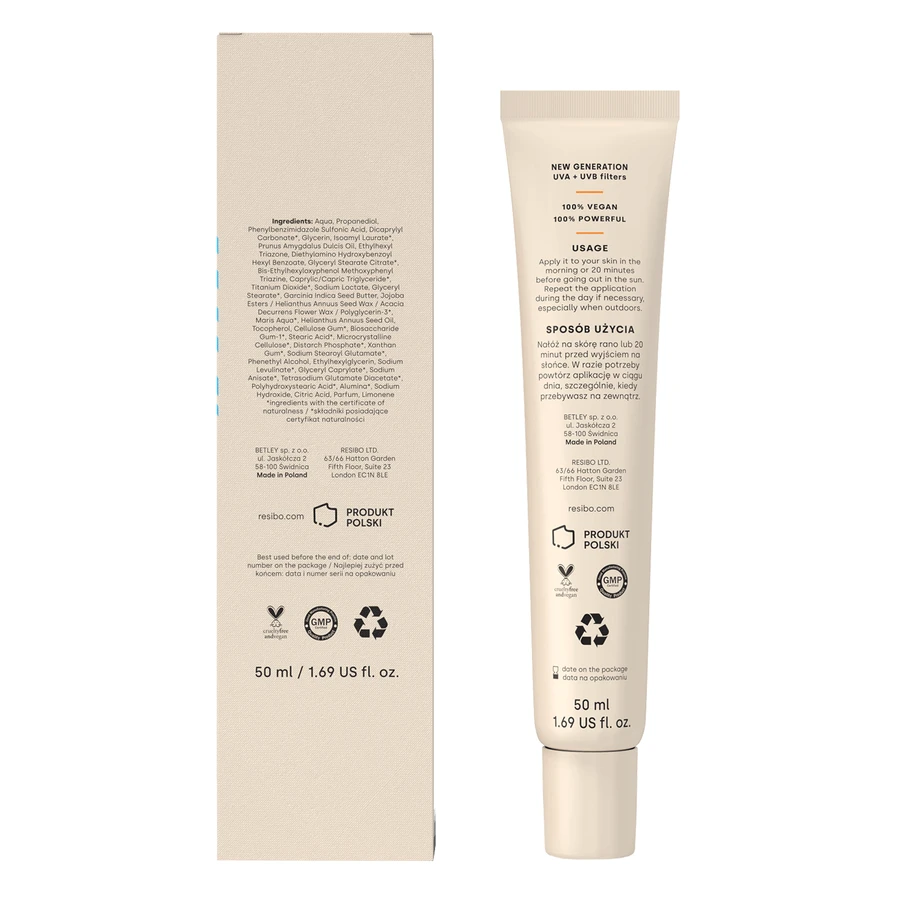 Resibo Sun To The People, легкий крем для обличчя та тіла, SPF 50+, 50 мл: ціни та характеристики