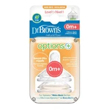Соска для бутылочек Dr Brown's Options+, силиконовая с широким горлышком, уровень 1, 0-3 месяца, 2 шт.