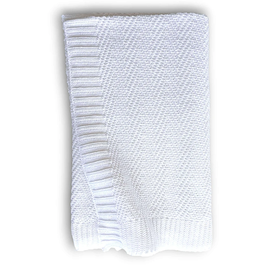 Вязаное хлопковое детское одеяло Chevron, 75 x 95 см, белый, Tuxi: цены и характеристики