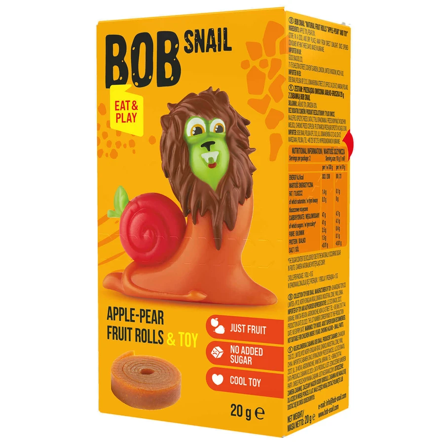 Фруктовий снек Bob Snail Eat & Play, яблуко, груша, 20 г + іграшка ПОЛАМАНА УПАКОВКА: ціни та характеристики