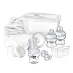 Tommee Tippee стартовий набір для грудного вигодовування, ручний молоковідсмоктувач + мікрохвильова стерилізатор + пляшечки + соска + накладки на груди: ціни та характеристики