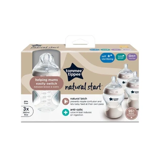 Пляшечка ПП з самостерилізацією Natural Start, 0 місяців+, 260 мл, 3 шт, Tommee Tippee