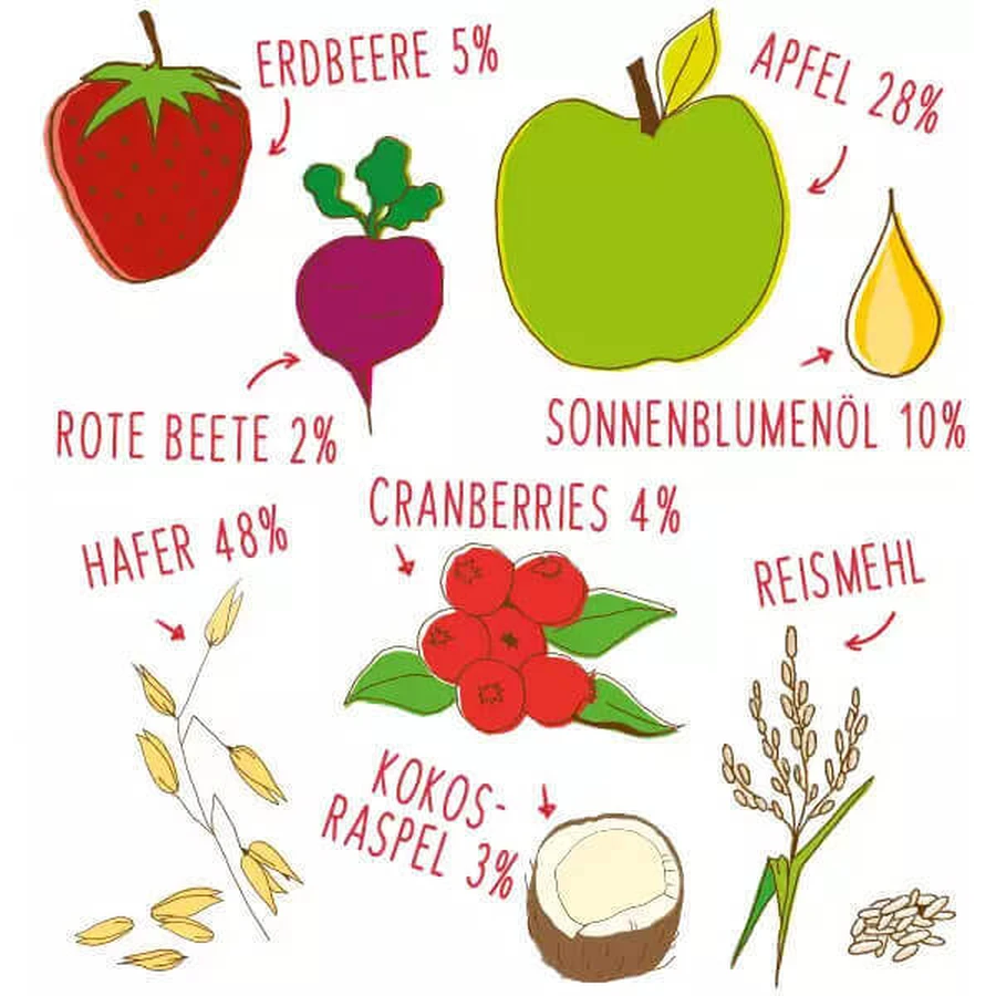 Злаковый батончик Fruchtbar Bio, клубника, яблоко, овес, после 12 месяцев, 6 х 23 г: цены и характеристики