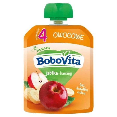 BoboVita Мус у тюбику, яблука та банани, з 4 місяців, 80 г КОРОТКИЙ ТЕРМІН ДІЇ: ціни та характеристики
