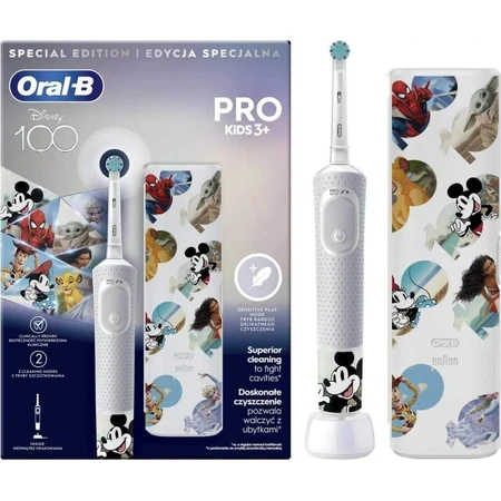Набір Oral-B EK Pro Kids 3+ Disney + дорожній чохол 1×1, електрична зубна щітка: ціни та характеристики