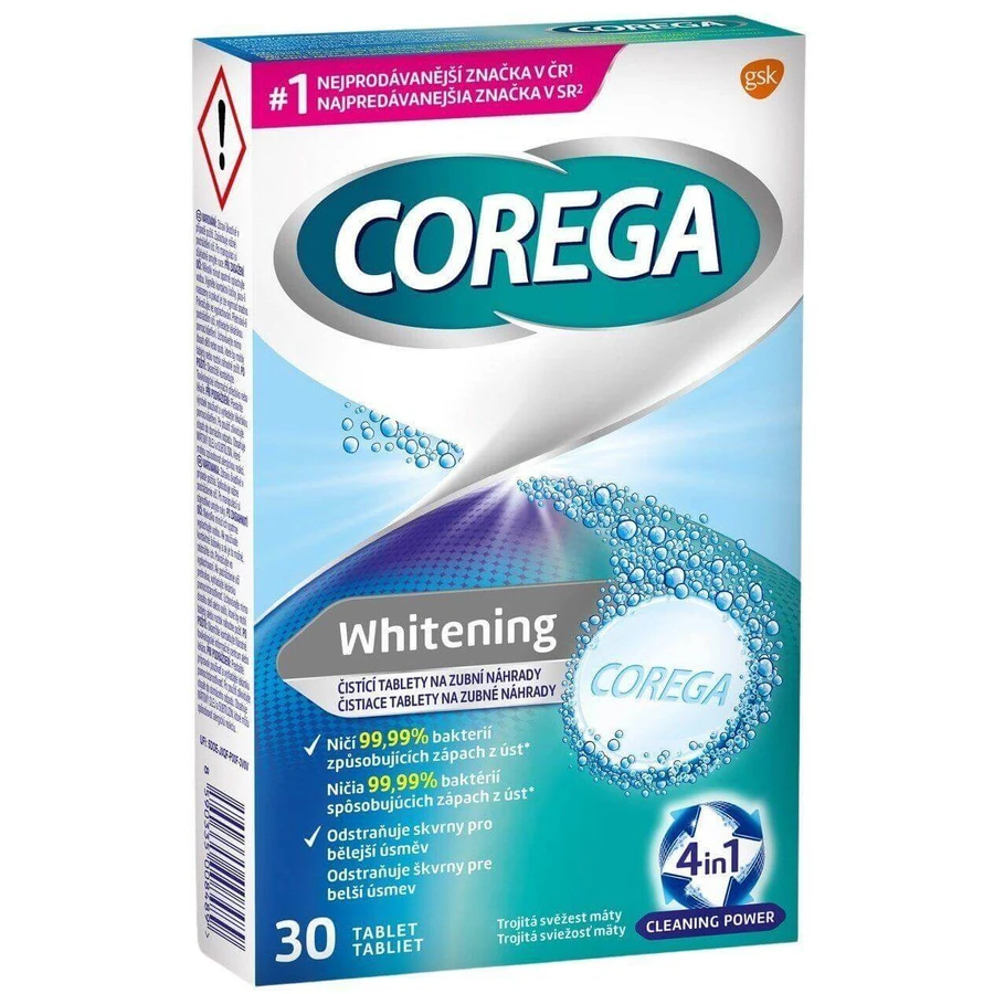 Corega Whitening Таблетки для фіксації зубних протезів 30 шт.: ціни та характеристики