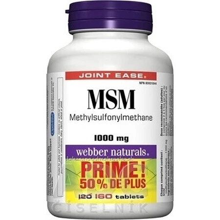 WEBBER NATURALS MSM 1000 mg BONUS 1×160 tbl, харчова добавка: ціни та характеристики