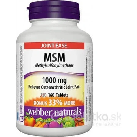 WEBBER NATURALS MSM 1000 mg BONUS 1×160 tbl, харчова добавка: ціни та характеристики