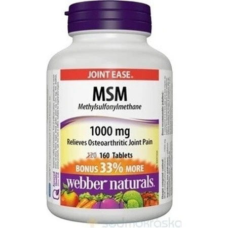 WEBBER NATURALS MSM 1000 mg BONUS 1×160 tbl, харчова добавка: ціни та характеристики