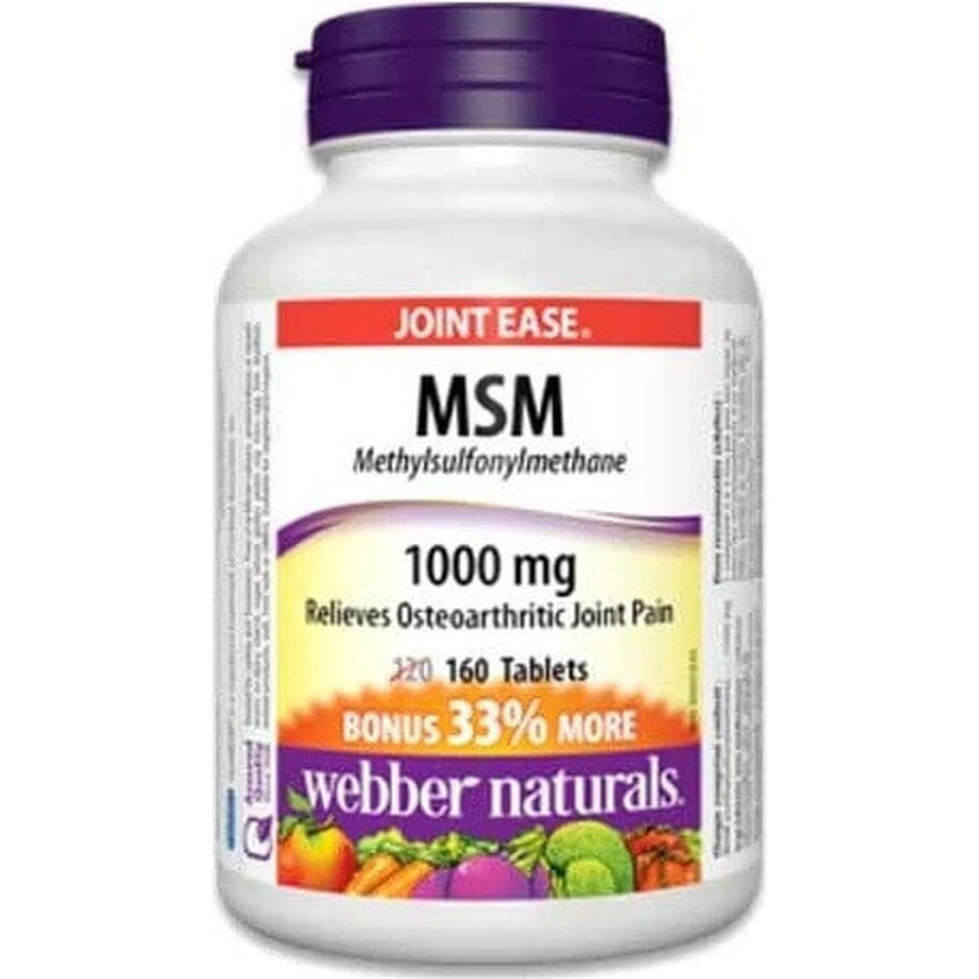 WEBBER NATURALS MSM 1000 mg BONUS 1×160 tbl, харчова добавка: ціни та характеристики