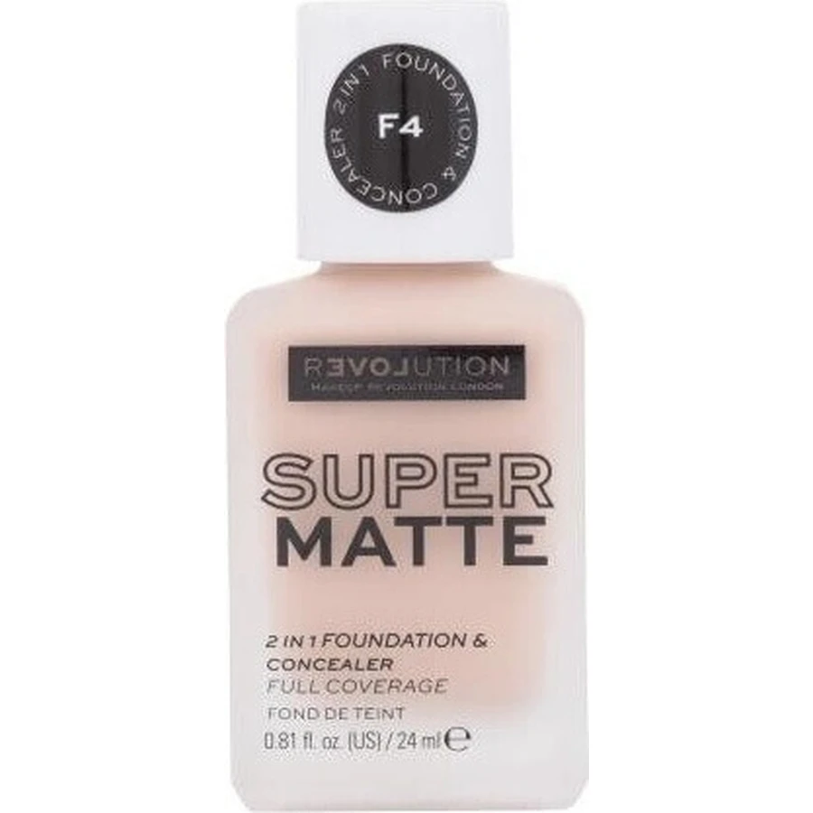 Revolution Relove, Тональна основа під макіяж Supermatte F4, 1×24 мл, макіяж: ціни та характеристики