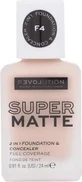 Revolution Relove, Тональна основа під макіяж Supermatte F4, 1×24 мл, макіяж