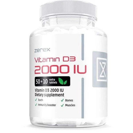 Zerex Вітамін D 2000 МО 1×60 таблеток, дієтична добавка: ціни та характеристики