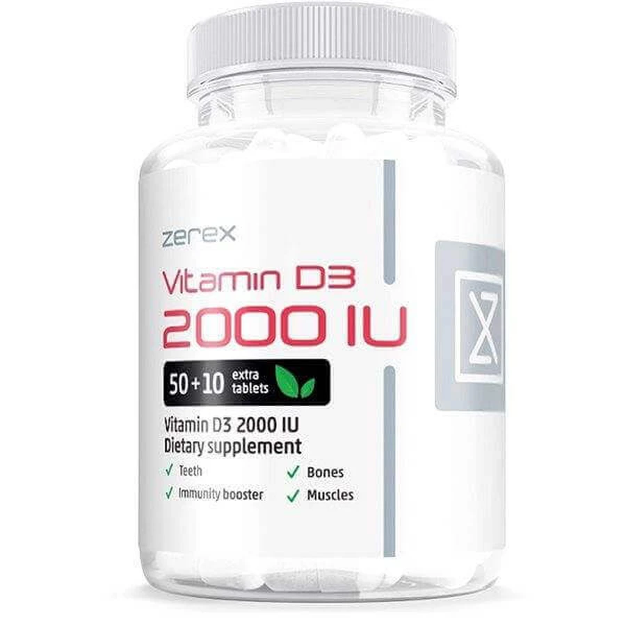 Zerex Вітамін D 2000 МО 1×60 таблеток, дієтична добавка: ціни та характеристики
