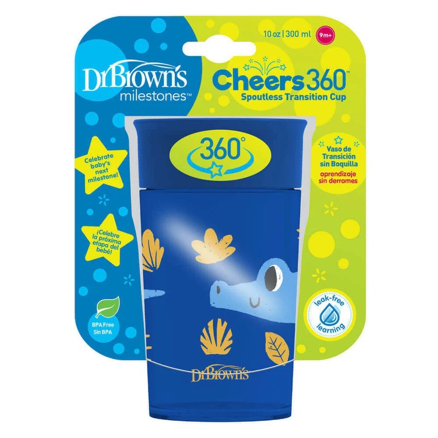 Dr Brown's, Чашка для питья 360° голубая, 300 мл, с 9 месяцев, 1 шт.: цены и характеристики