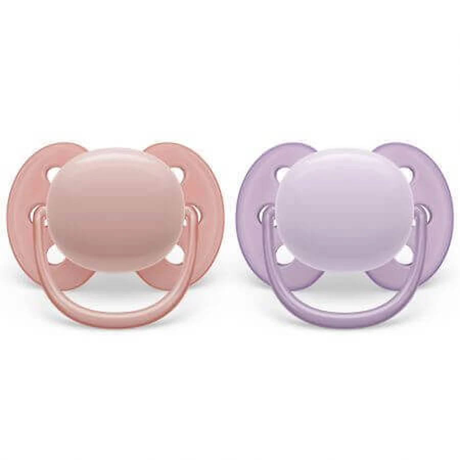 Philips Philips Avent Ультра м'які пустушки, 0-6 місяців, 2 штуки, рожеві та фіолетові, SCF091/31, Philips: ціни та характеристики