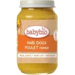BABYBIO органическая сладкая кукуруза с фермерской курицей 1×200 г, органический овощной гарнир: цены и характеристики